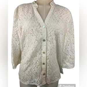 Valerie Steven’s Long Sleeve Sheer Lace Blouse Women’s PXL